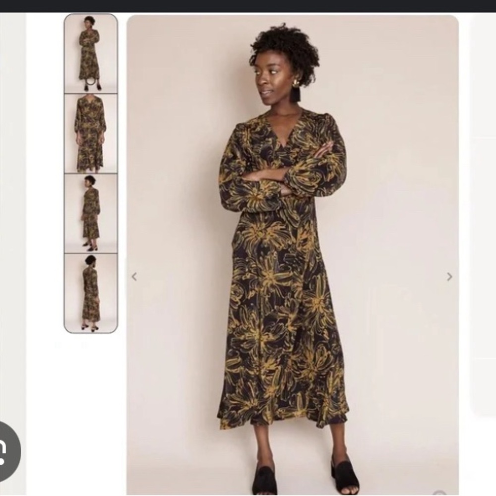 Floral Midi Dress by No 6- Black and Gold